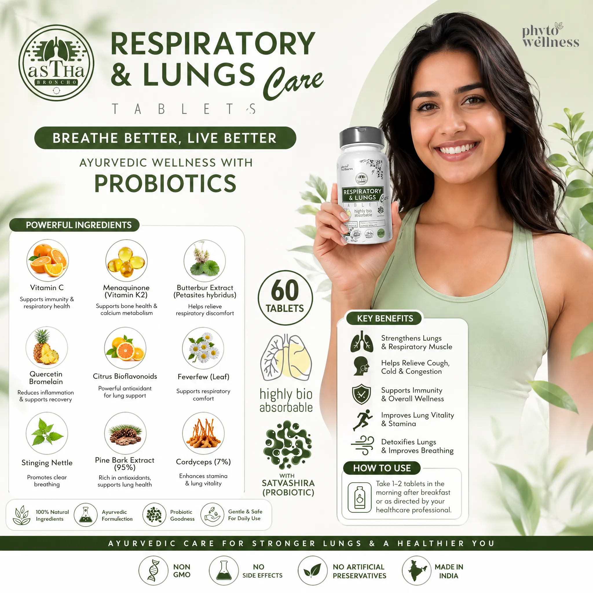 Probiotic Respiratory And Lungs Care 60 Tablets (HS00626)